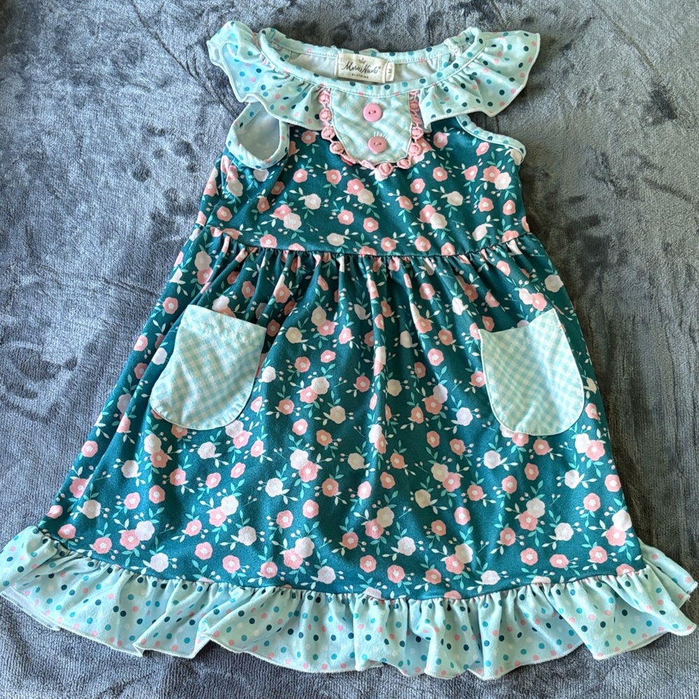 Adorable Polka Dot and Floral Kids Dress